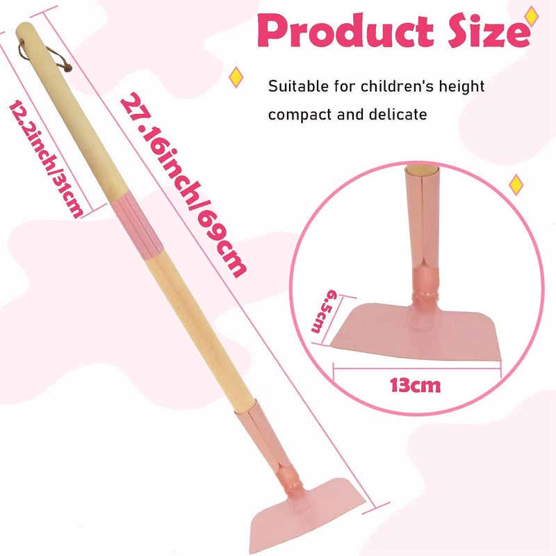 Xifando Kids Garden Lawn Hoe-Small Wooden Handle Hoe with Metal Head, 31 inches/ 79 cm Length, for Kids Garden Labor Hoe (Pink) - Image 2
